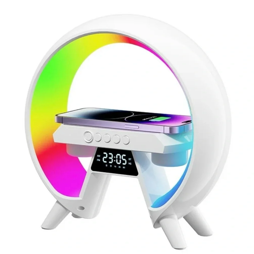 🆕- Led Wireless Charging Speaker/Lamp, Alarm Clock, Sound Machine, Light Modes